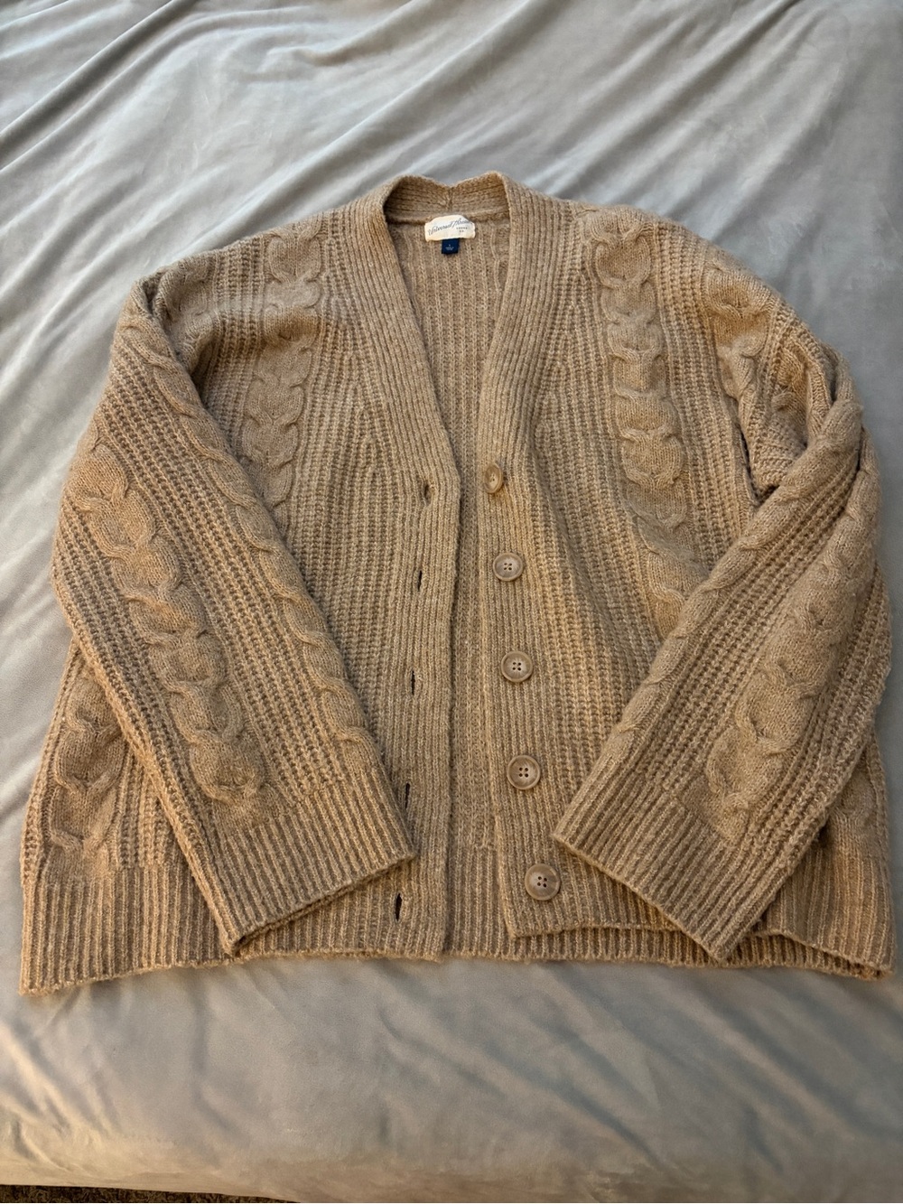Universal Thread Cable Knit Button-Front Cardigan - Tan